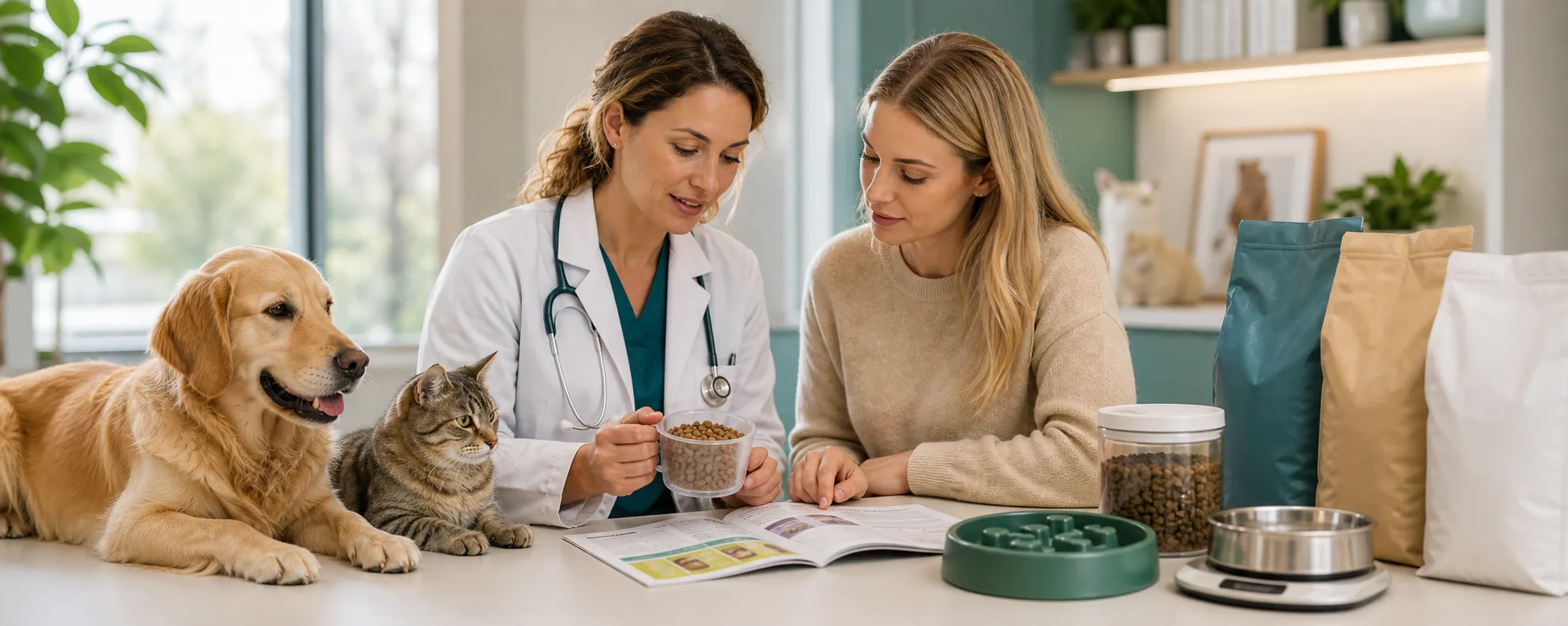 Veterinarian-reviewed pet food and measuring tools