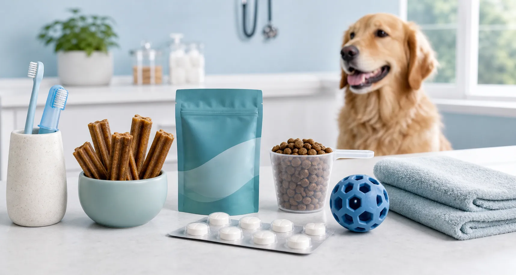 A selection of veterinarian-recommended pet care products